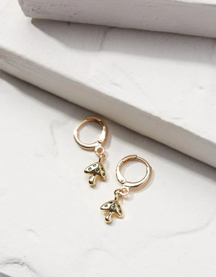 Toadstool Drop Earrings Gold Women FatFace Jewellery