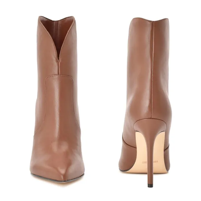 Tolate Dress Booties Brown Leather Women Nine West Boots and Booties