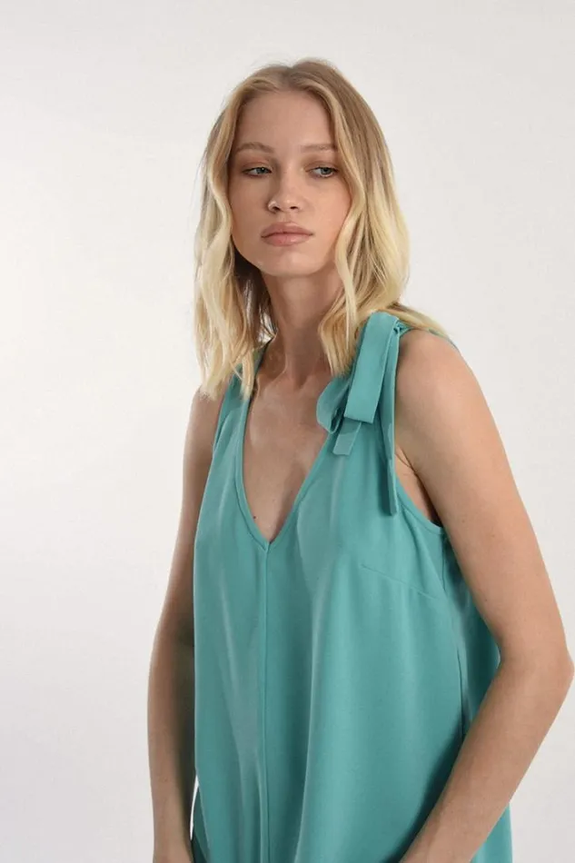 Top With Bow Detail Shoulder TURQUOISE Women Molly Bracken Tops