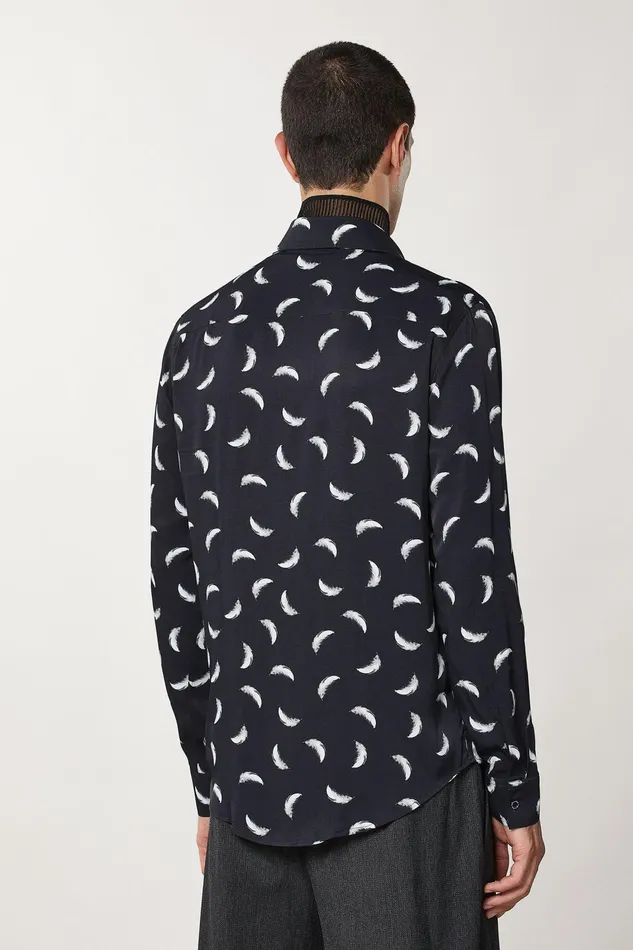 Tops and Shirts Men Patrizia Pepe Patterned Shirt With Breast Pocket Black Feathers