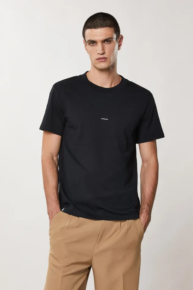 Tops and Shirts Men Patrizia Pepe Pima Cotton Jersey TShirt With Logo Nero Vinile