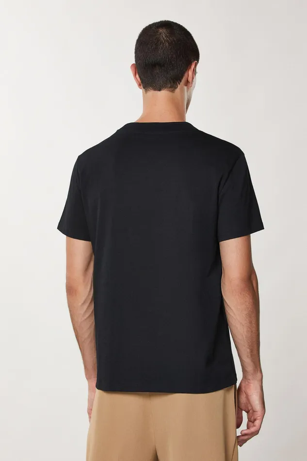 Tops and Shirts Men Patrizia Pepe Pima Cotton Jersey TShirt With Logo Nero Vinile