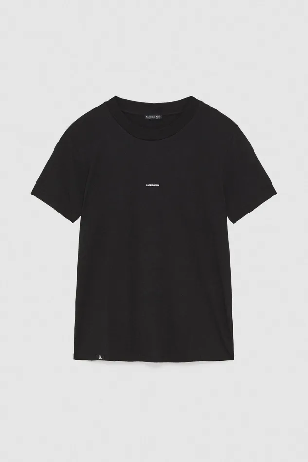 Tops and Shirts Men Patrizia Pepe Pima Cotton Jersey TShirt With Logo Nero Vinile