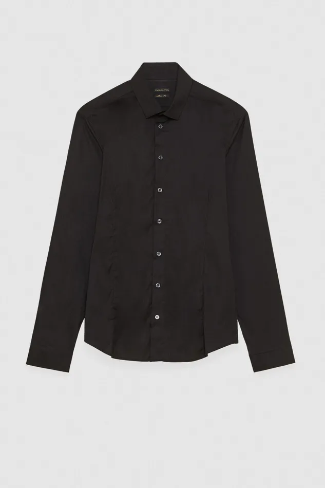 Tops and Shirts Men Patrizia Pepe Stretch Poplin Shirt Nero Vinile