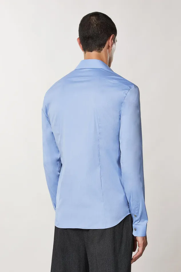 Tops and Shirts Men Patrizia Pepe Stretch Poplin Shirt Sky Fil A Fil