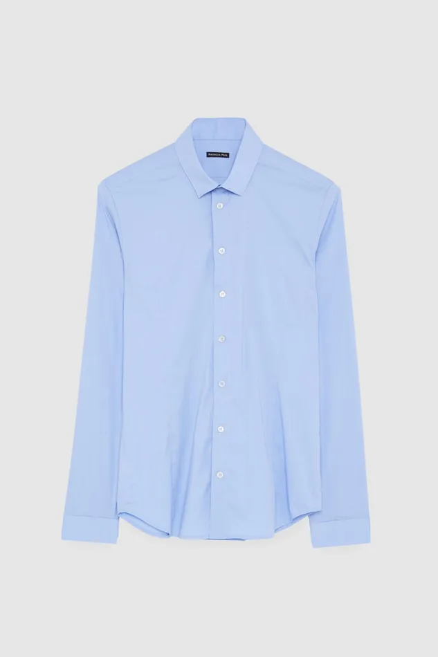 Tops and Shirts Men Patrizia Pepe Stretch Poplin Shirt Sky Fil A Fil