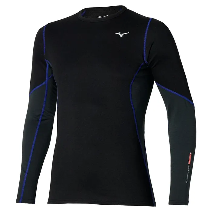 Tops Men Mizuno Merino Wool Crew Blacksurf Blue