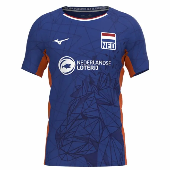 Tops Men Mizuno Nevobo Volleyball Match Blue Shirt Men Blue