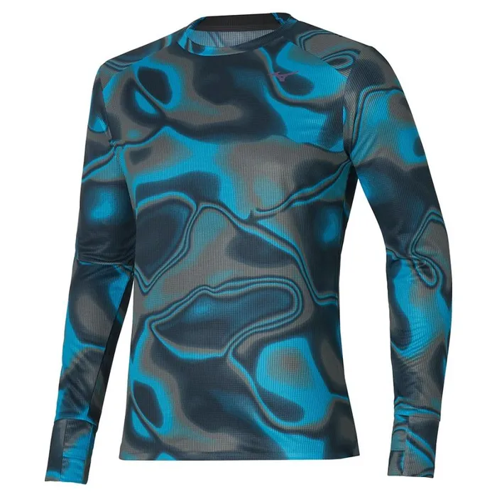 Tops Men Mizuno Premium Aero Ls Tee Hawaiian Oceanblack