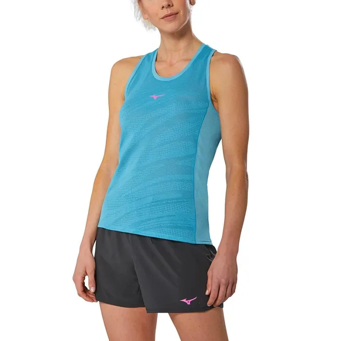 Tops Women Mizuno Aero Tank Maui Blue