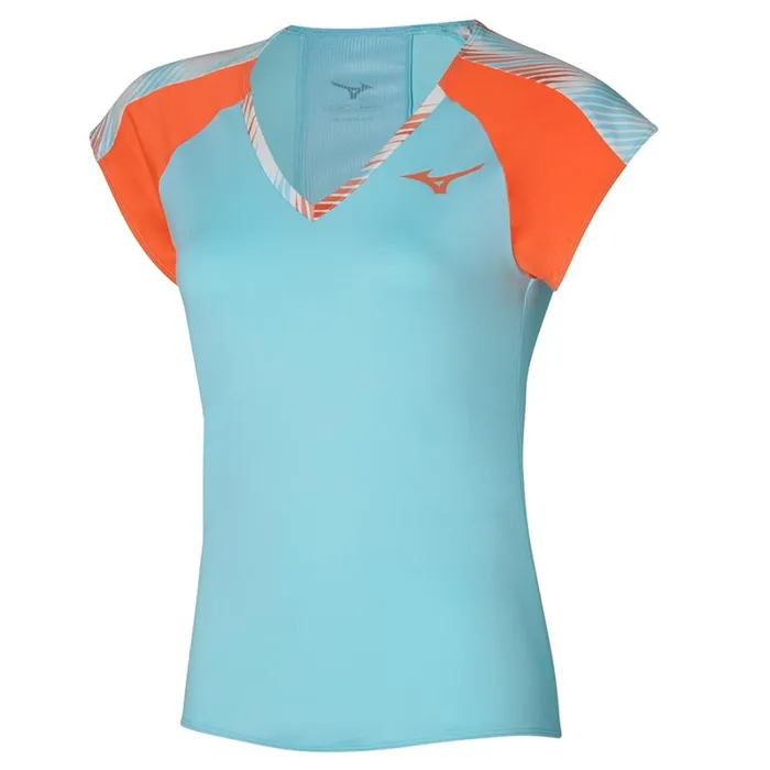 Tops Women Mizuno Printed Tee Tanager Turquoise