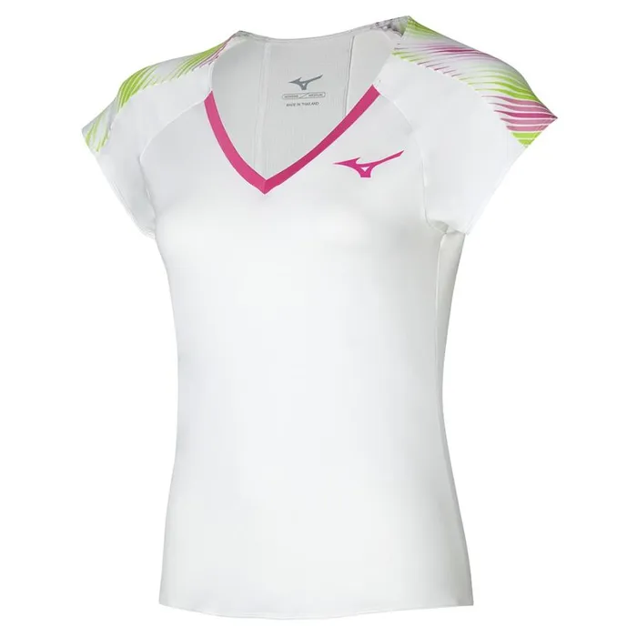 Tops Women Mizuno Printed Tee Whitefuchsia