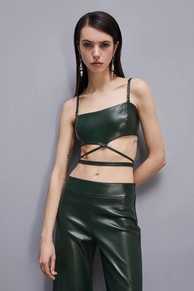Tops Women Patrizia Pepe Bandeau Bra With Straps Tuscany Green