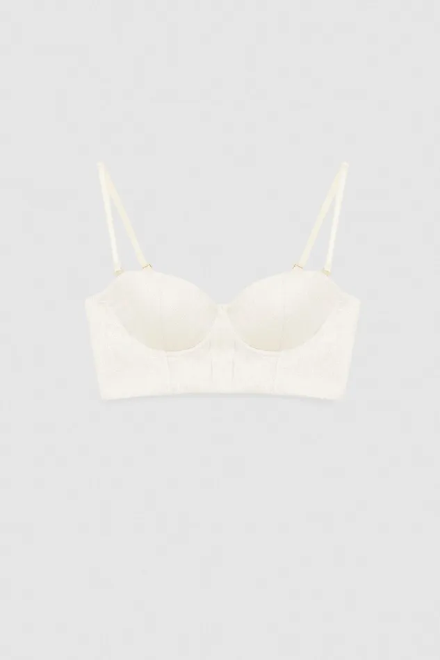 Tops Women Patrizia Pepe Canvas And Lurex Bustier Whitegold
