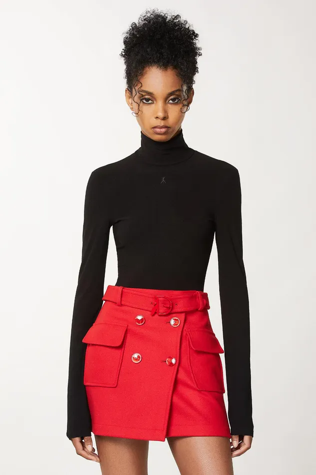 Tops Women Patrizia Pepe Crepe Jersey High Neck Sweater Nero