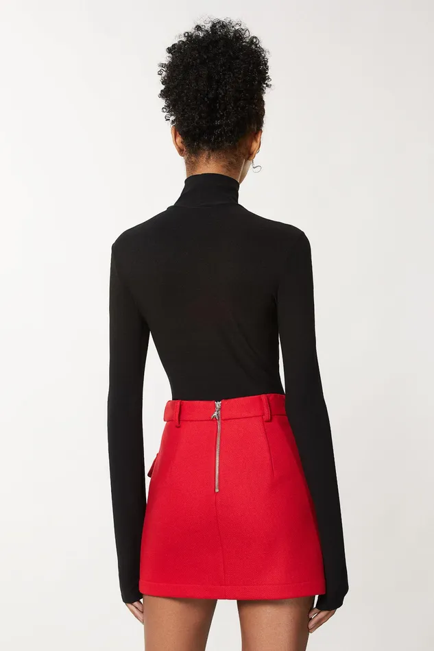 Tops Women Patrizia Pepe Crepe Jersey High Neck Sweater Nero