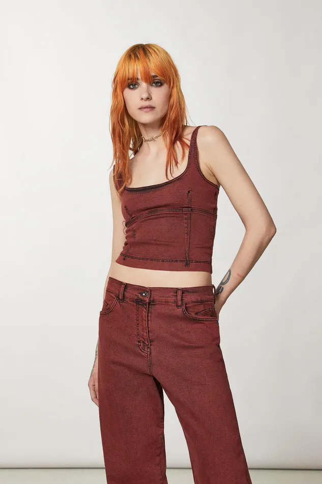 Tops Women Patrizia Pepe Denim Sleeveless Top Martian Black Wash
