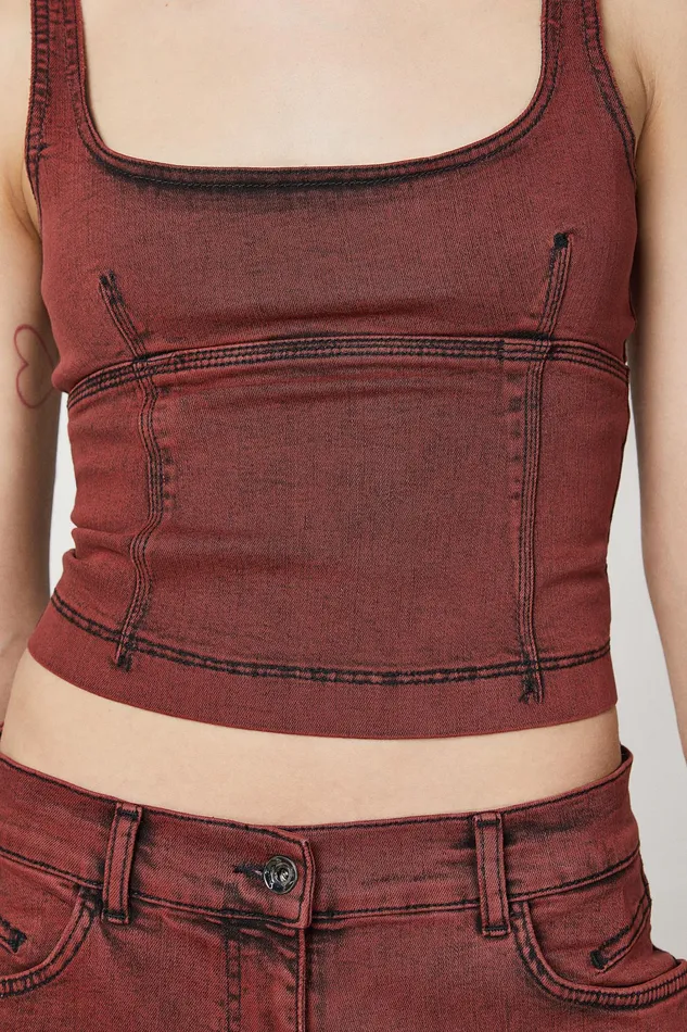 Tops Women Patrizia Pepe Denim Sleeveless Top Martian Black Wash