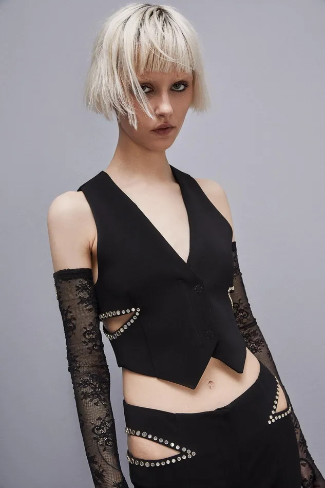 Tops Women Patrizia Pepe Elegant Crepe Vest Nero