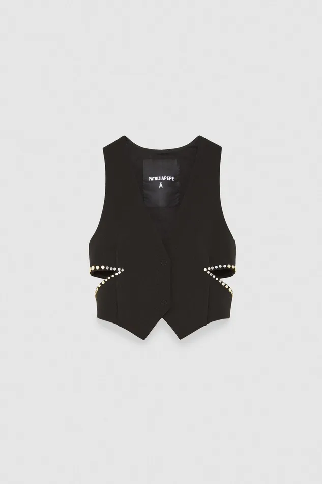 Tops Women Patrizia Pepe Elegant Crepe Vest Nero