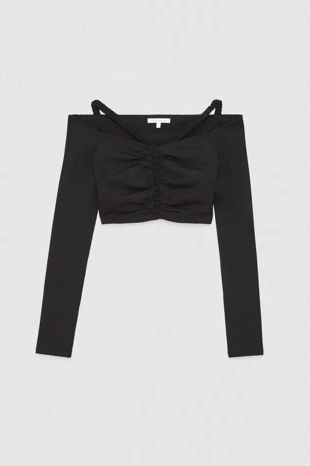 Tops Women Patrizia Pepe Essential Cropped Sweater Nero