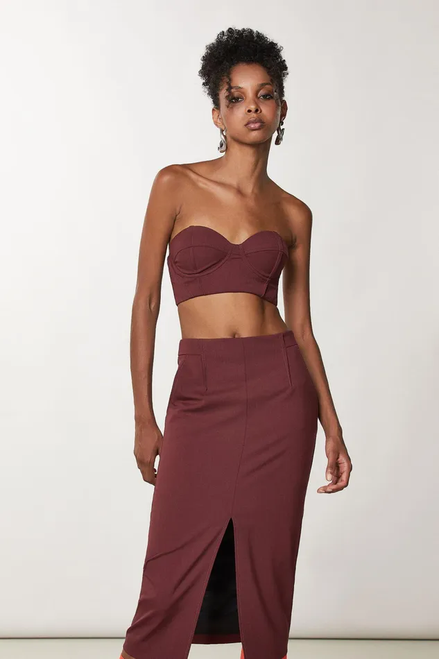 Tops Women Patrizia Pepe Essential Wool Crop Top Organic Purple