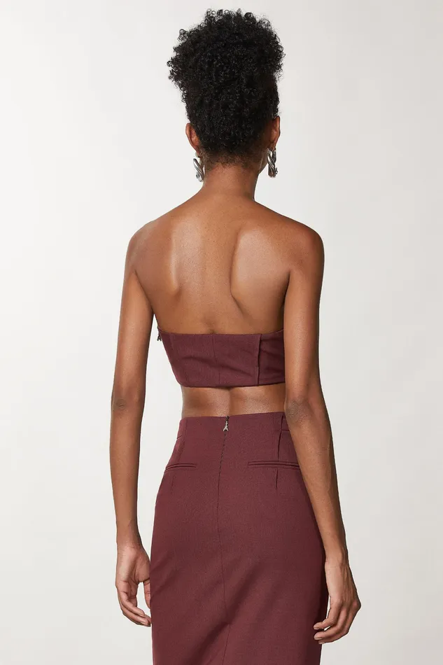 Tops Women Patrizia Pepe Essential Wool Crop Top Organic Purple