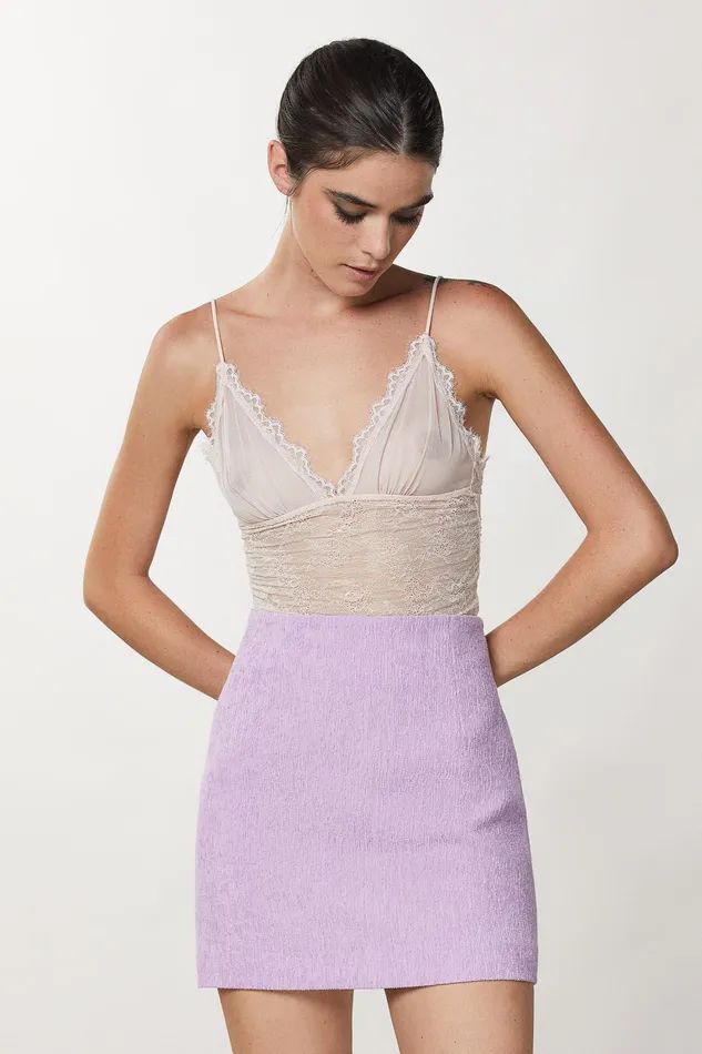 Tops Women Patrizia Pepe Lace Cami Top Pinkish Nude