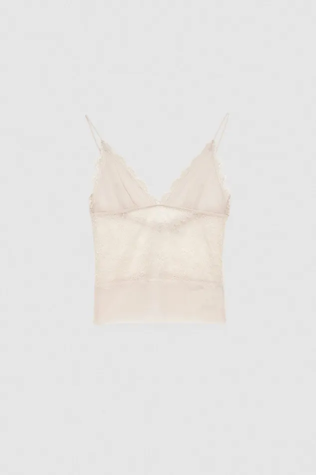 Tops Women Patrizia Pepe Lace Cami Top Pinkish Nude