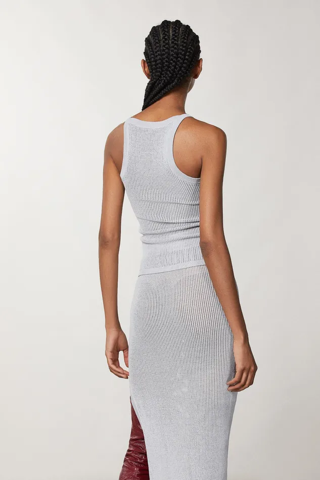 Tops Women Patrizia Pepe Mesh Sleeveless Top Mineral Graygreen