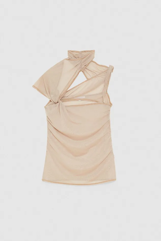 Tops Women Patrizia Pepe OneShoulder Crossover TShirt Craft Beige