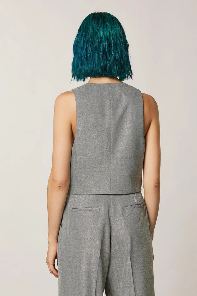 Tops Women Patrizia Pepe Patterned Viscose Vest Gray Texture