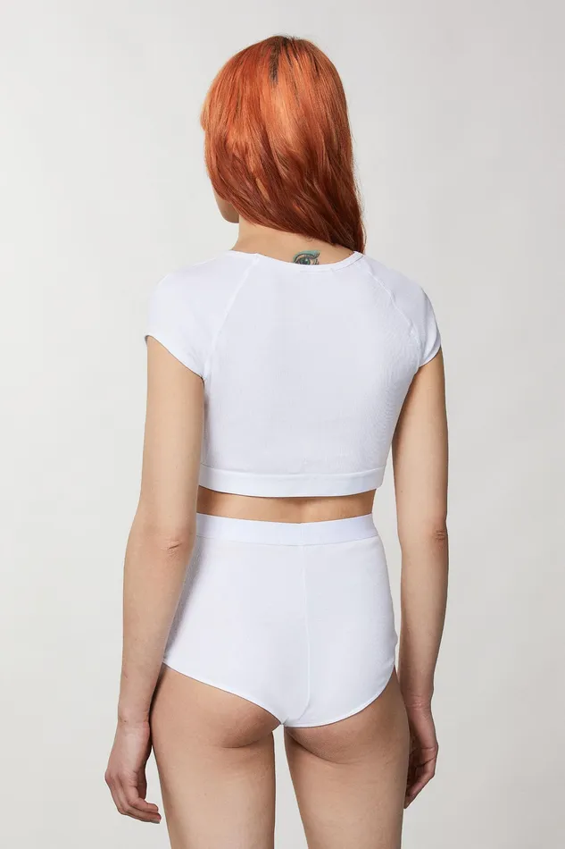Tops Women Patrizia Pepe RibKnit Top With Rhinestones Bianco