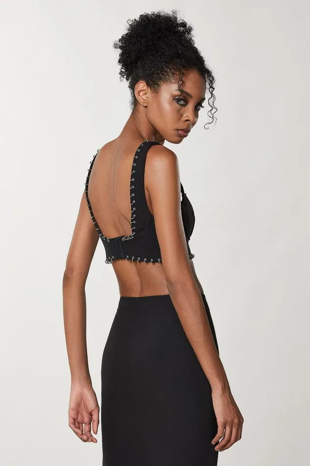 Tops Women Patrizia Pepe Skinny Top With Sweetheart Neckline Nero