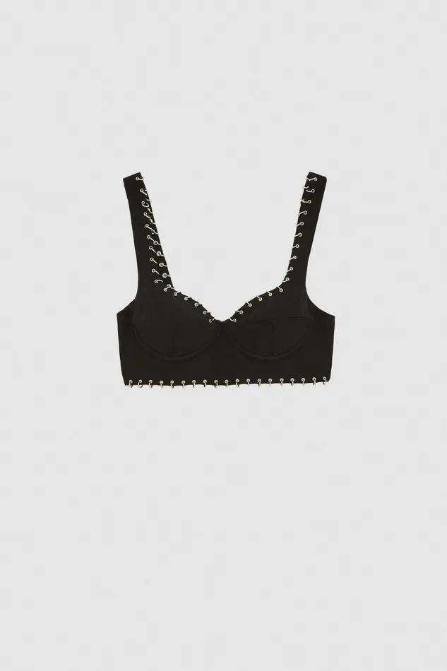 Tops Women Patrizia Pepe Skinny Top With Sweetheart Neckline Nero