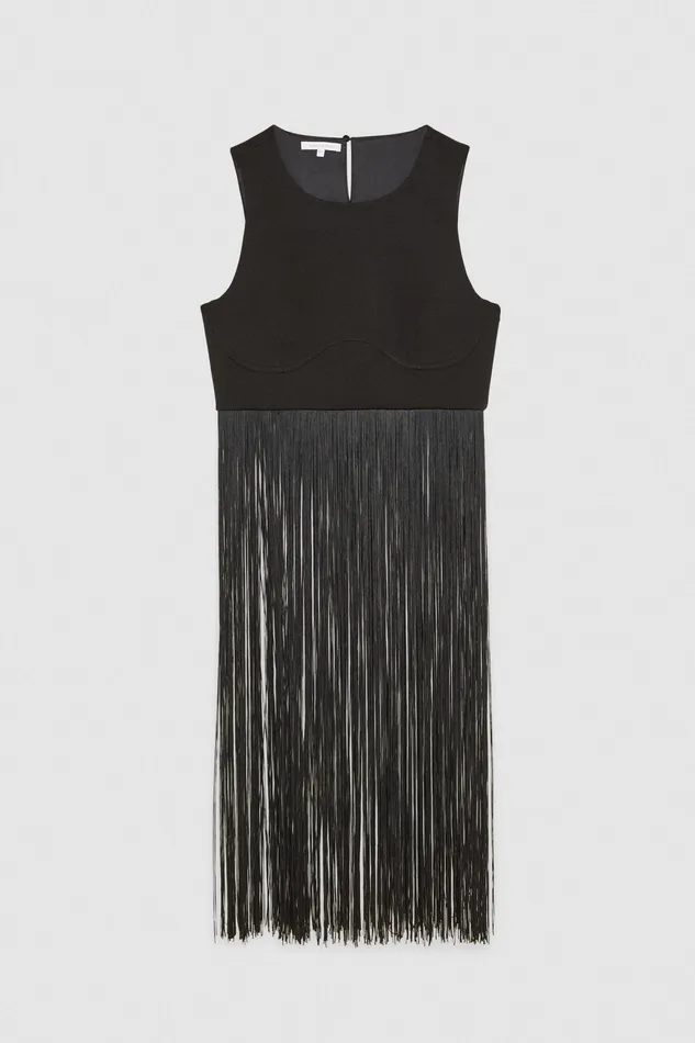 Tops Women Patrizia Pepe Sleeveless Top With Fringes Nero