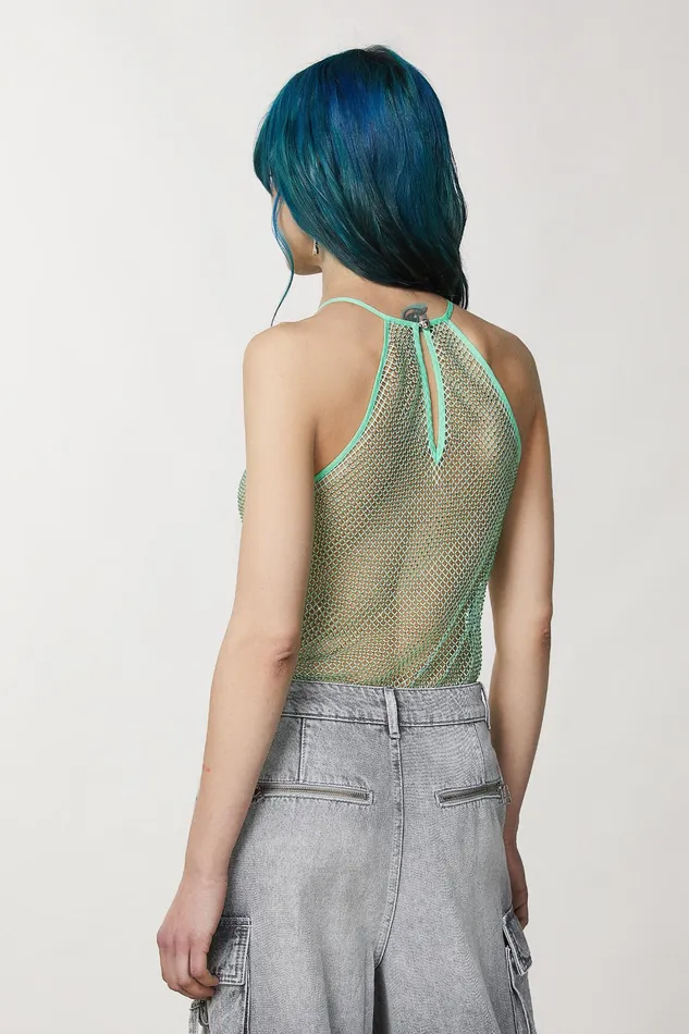 Tops Women Patrizia Pepe Sleeveless Top With Rhinestones Planet Green