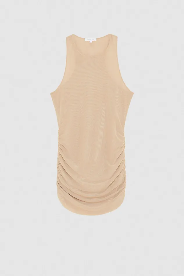 Tops Women Patrizia Pepe Sleeveless Tulle Top Biscuit Beige