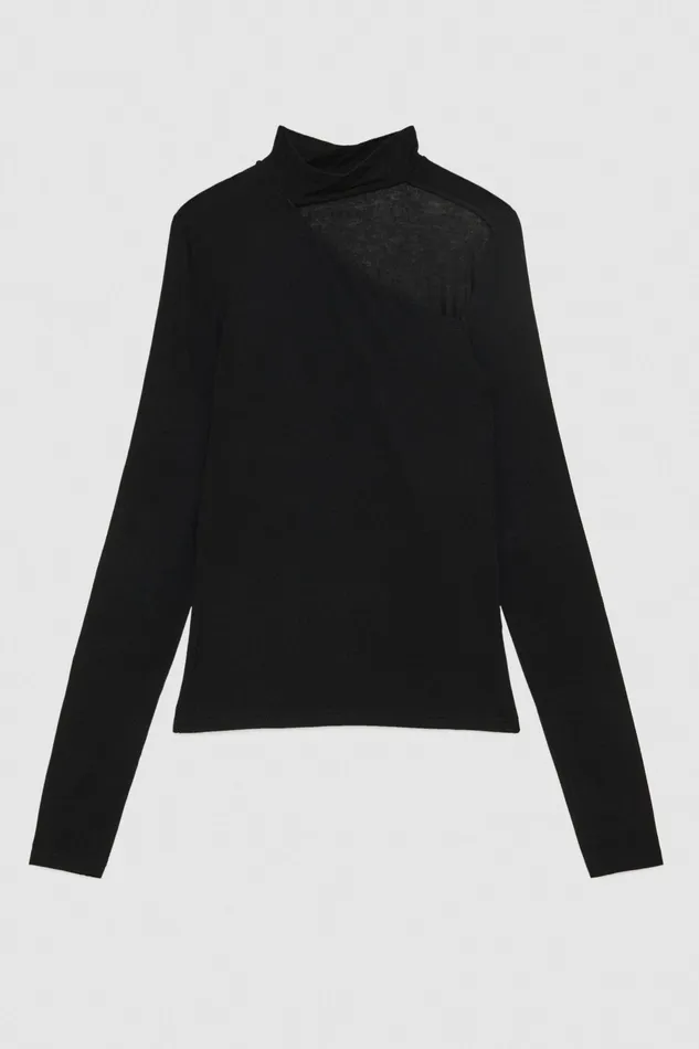 Tops Women Patrizia Pepe Slim LongSleeved TShirt Nero