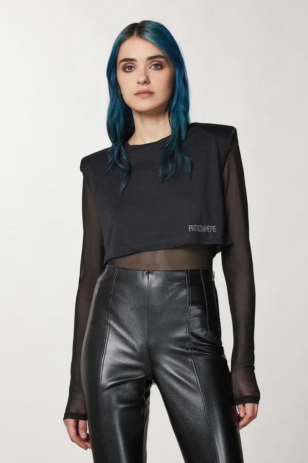 Tops Women Patrizia Pepe Soft Jersey TShirt Nero