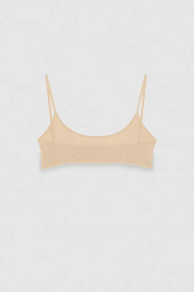Tops Women Patrizia Pepe Stretch Tulle Bra Biscuit Beige