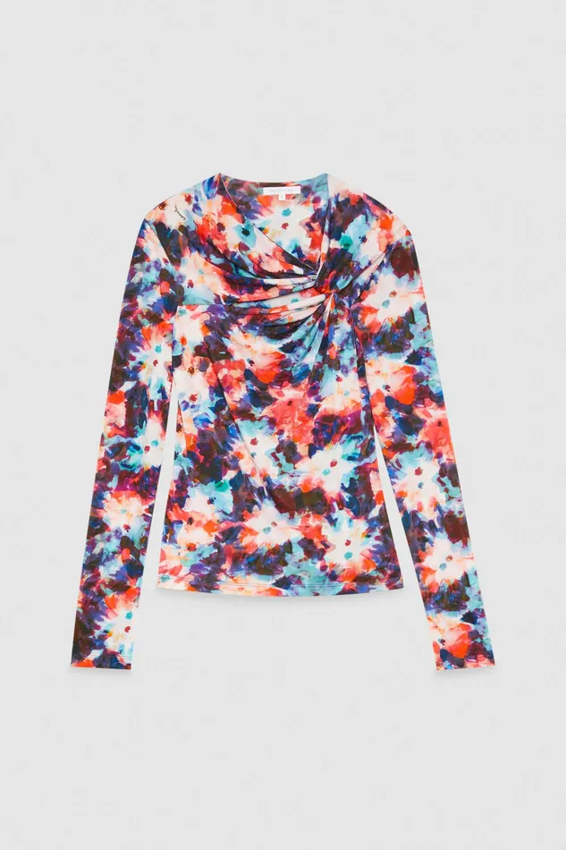 Tops Women Patrizia Pepe Sweater With Draping Hybrid Flower Print