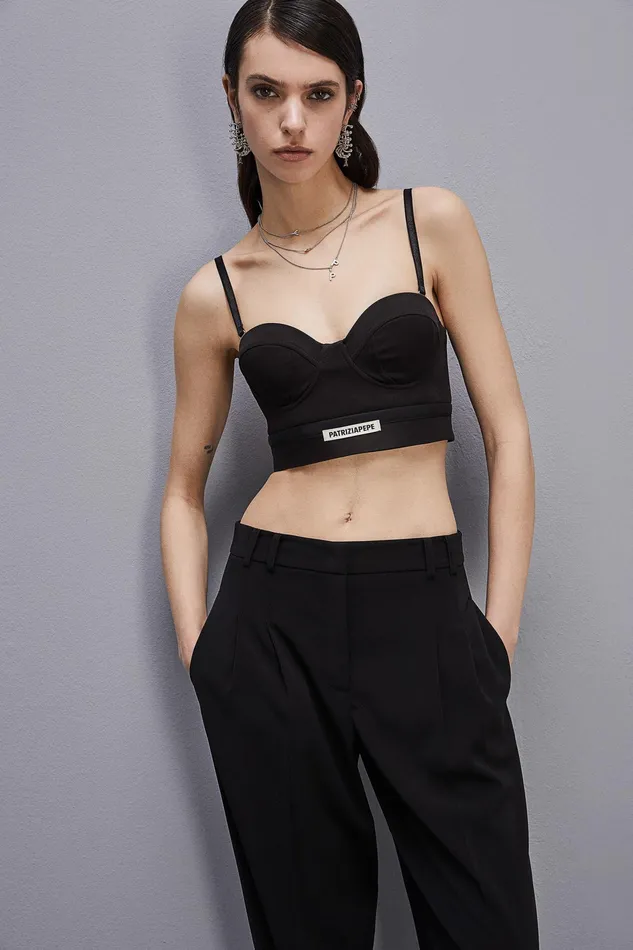 Tops Women Patrizia Pepe Tailored Bustier With Belt Nero