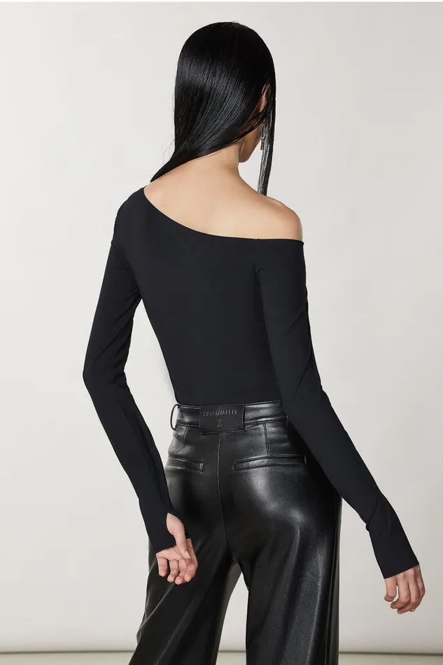Tops Women Patrizia Pepe Technical Jersey Sweater Nero