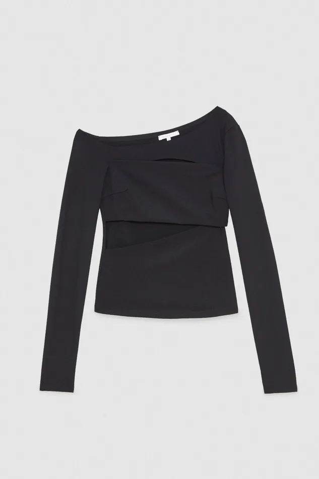 Tops Women Patrizia Pepe Technical Jersey Sweater Nero