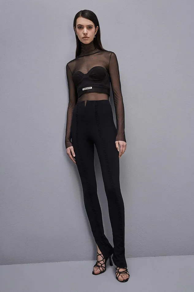 Tops Women Patrizia Pepe Tulle Turtleneck Nero