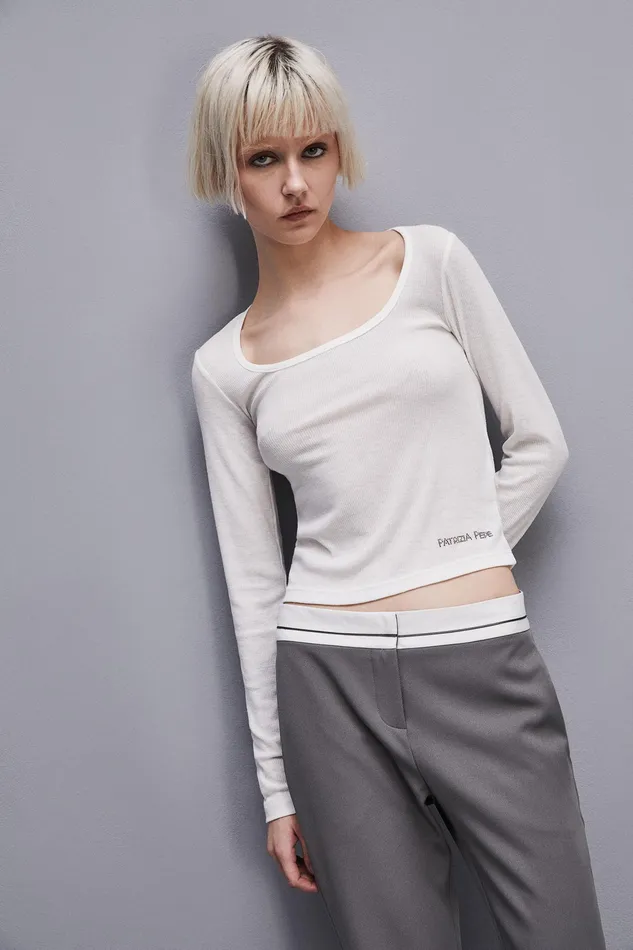 Tops Women Patrizia Pepe Viscose Ribbed Knit Sweater Bianco