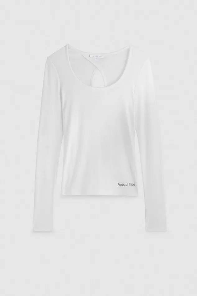 Tops Women Patrizia Pepe Viscose Ribbed Knit Sweater Bianco