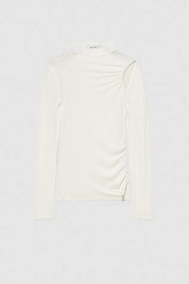 Tops Women Patrizia Pepe Viscose Ribbed Sweater Bianco