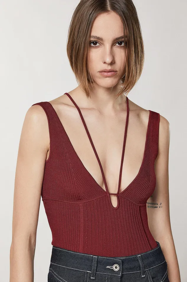 Tops Women Patrizia Pepe Viscose Sleeveless Top Martian Red